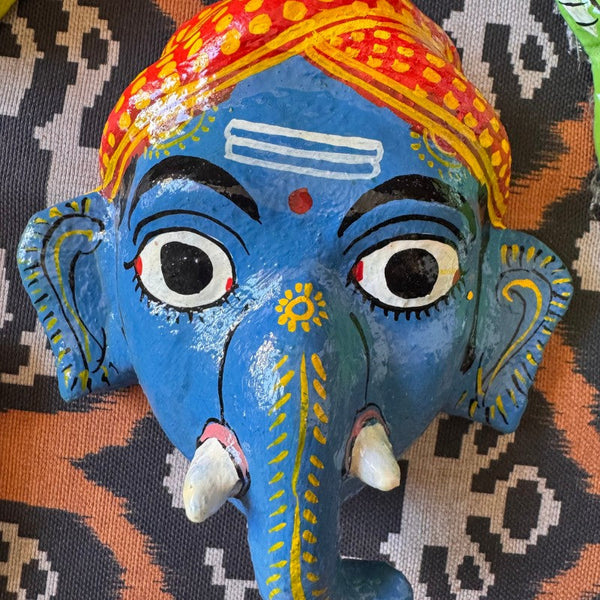 Masque indien Ganesh Bleu – Masque décoratif mural