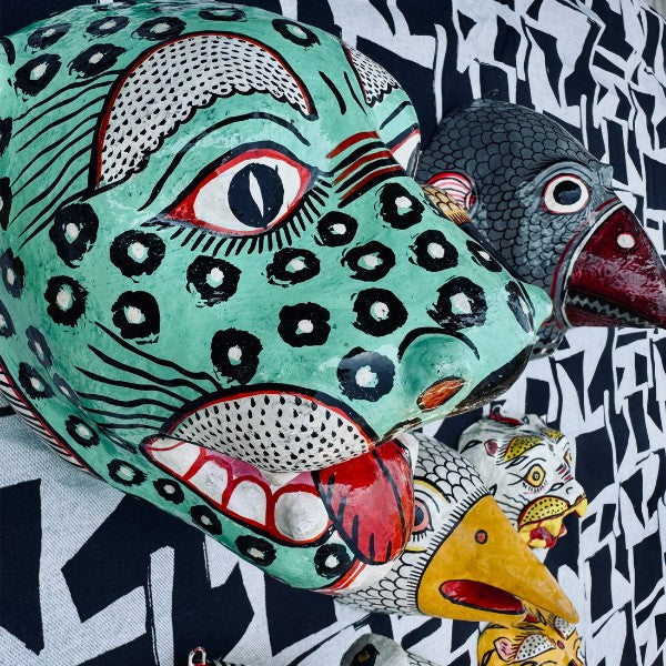 Masque Léopard vert, artisanat papier mâché Odisha