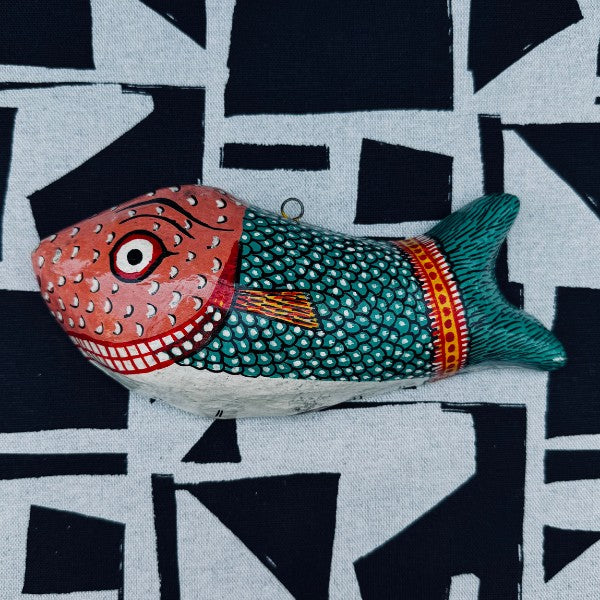 Masque indien Poisson – Décoration murale, papier mâché artisanal