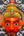 Masque indien mural Hanuman orange  en papier mâché