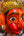 Masque indien mural Hanuman orange  en papier mâché