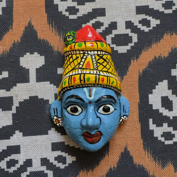 Mini Masque indien Radha bleu 10 cm