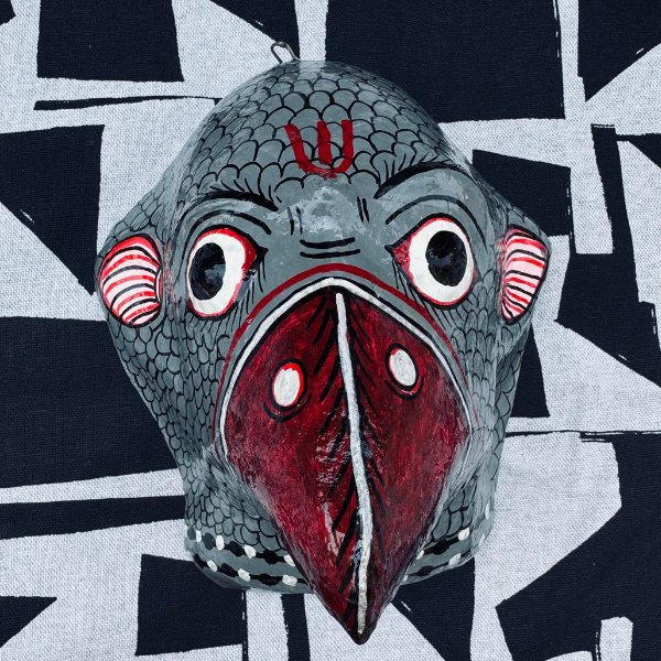 Masque indien Perroquet gris – Masque mural artisanal Inde