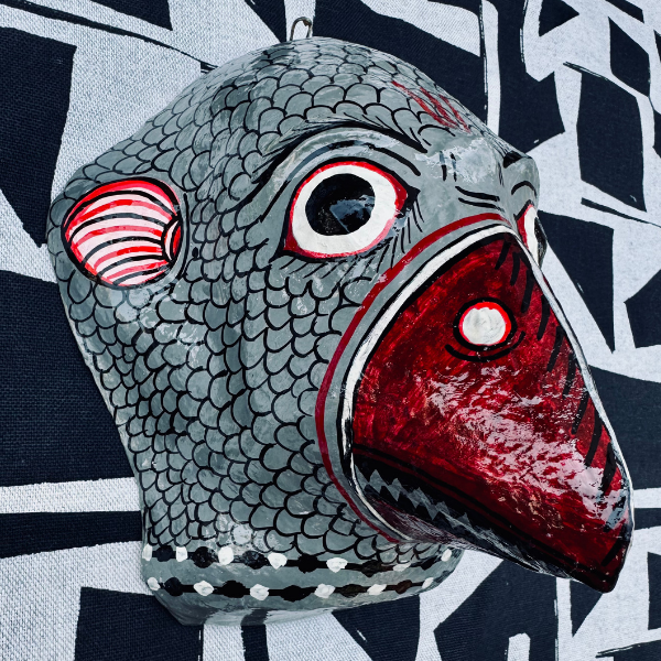 Masque indien Perroquet gris – Masque mural artisanal Inde