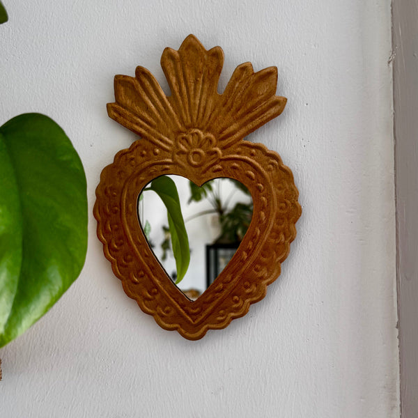 Miroir cœur ex-voto doré Fifi, vue de détail