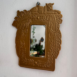 Miroir léopard doré jungle, décoration murale artisanale indienne