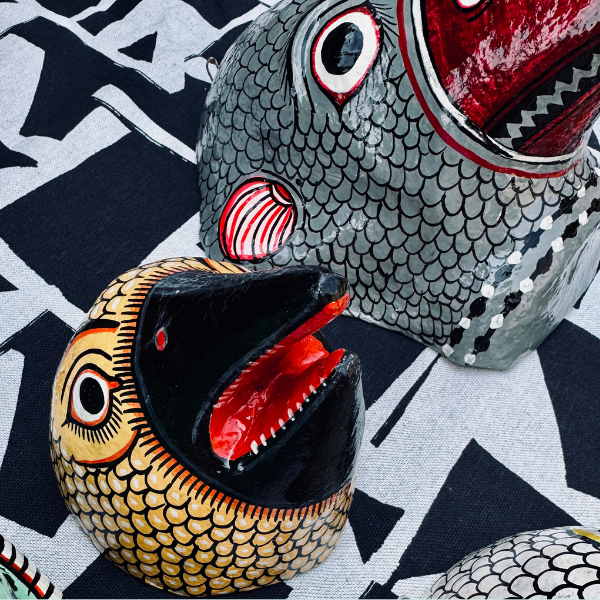 Masque indien Perroquet gris – Masque mural artisanal Inde