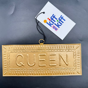 Plaque murale dorée Queen, décoration murale artisanale indienne