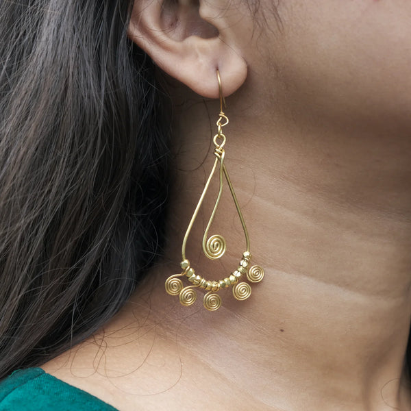 Boucles d 'oreilles  Indien en laiton recyclé - Tara 